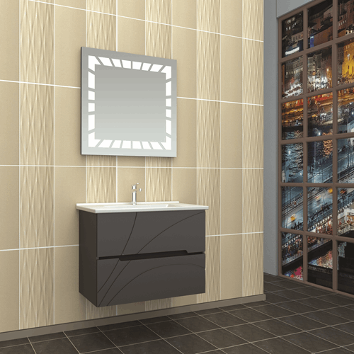 Lizbon 80 Cm Banyo Dolabı - Lake Kapaklı Modern Antrasitgri